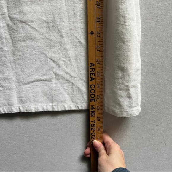 DKR Linen Viscose Relaxed Fit Long sleeveless white top with pockets Sz S - Picture 8 of 8